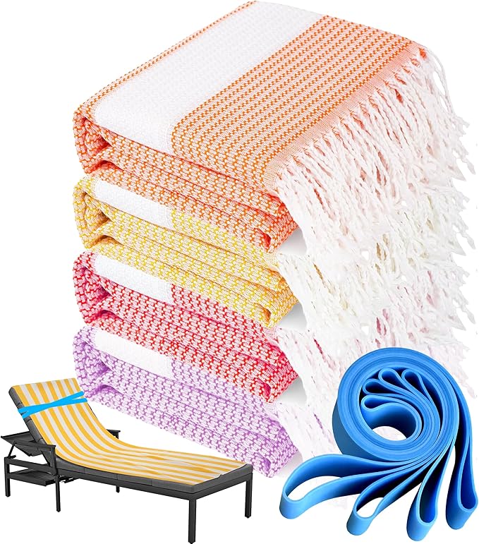 Genovega 4 Packs Turkish Beach Towel Pool Swim Towels Set Bulk Soft Extra Large Sand Free Quick Dry Thin Lightweight Travel Vacation Essentials Cruise Accessories Must Haves Sandless Oversized Dot
