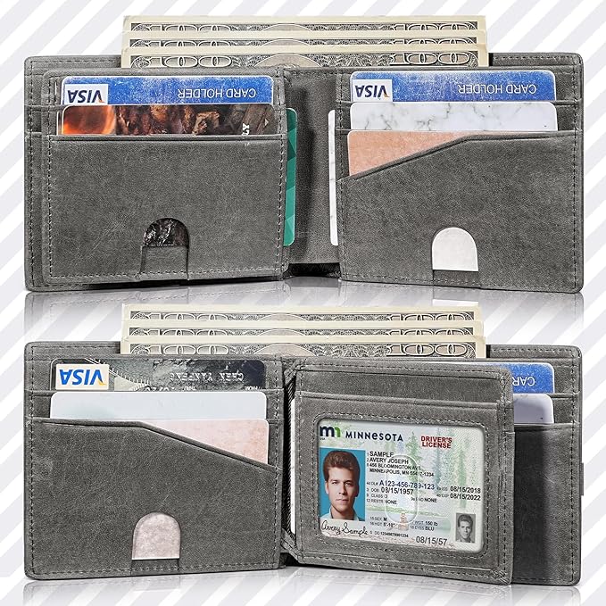 Artpaxy Mens Wallet Bifold Genuine Leather RFID Blocking Wallet for Men with 1 ID Windows 13 Card Holders 2 cash pockets 1 Gift Box