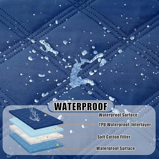 Smiry Waterproof Dog Bed Cover Blanket 68x82, Soft Reversible Pet Blanket, Washable Leakproof Cats Dogs Couch Cover for Sofa, Couch, Furniture, Lattice, Navy/Blue