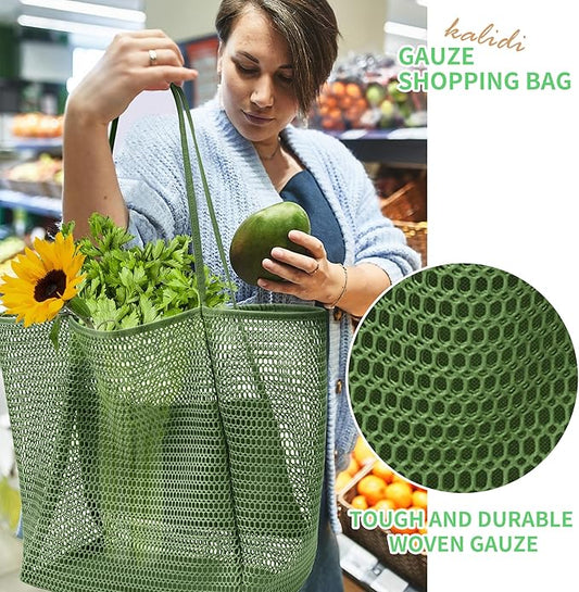 KALIDI BeachNylon Mesh Tote Bag, Casual Tote Bag Hobo Women Foldable MAX 23L Shoulder Bag For Beach Picnic Vacation