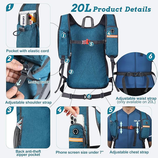 BECOJADDE 20L Small Hiking Backpack for Men Women Foldable Packable Back Pack Ultralight Hiking Daypack for Travel Camping Outdoor, Turquoise