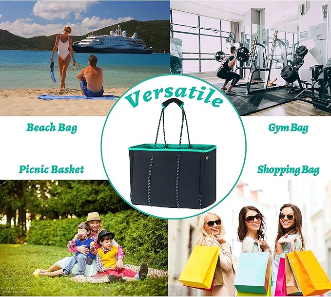 QOGiR Neoprene Multipurpose Beach Bag Tote with Inner Zipper Pocket … … … …