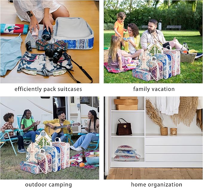 6 Pcs Compression Packing Cubes, Packing Cubes for Travel, Waterproof Luggage Organizer Bags Set, Cute Packaging Cubes for Women Kids Backpack Carry-Ons