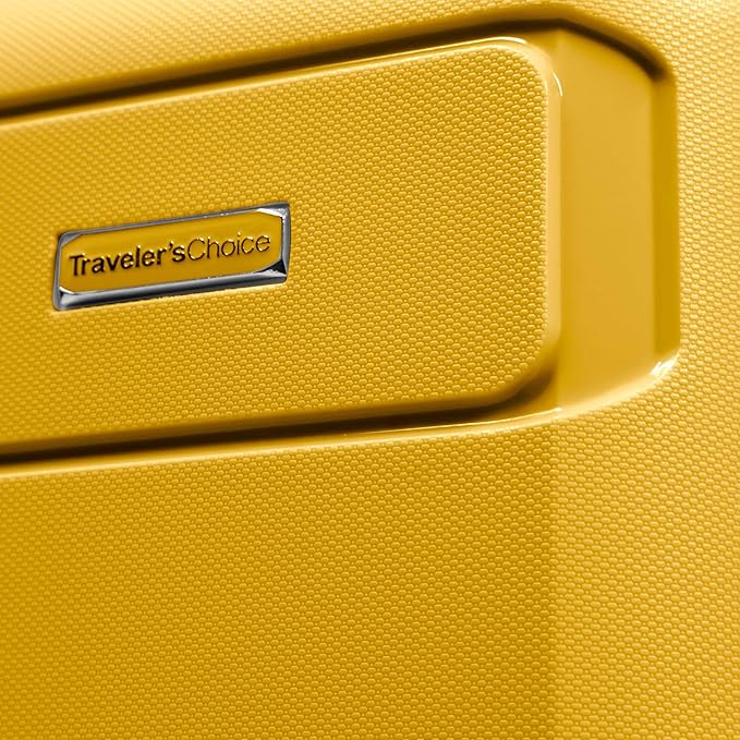 Traveler's Choice Pagosa Indestructible Hardshell Expandable Spinner Luggage, Yellow, 22-Inch Carry-on