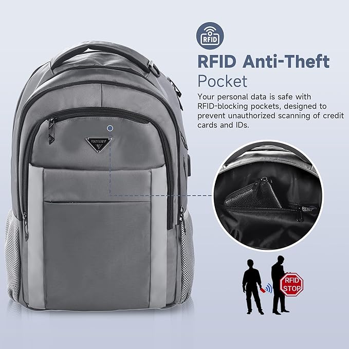 Multipocket TSA Travel Laptop Backpack for Men & Women, Anti-Theft Work Business Backpack with USB Charging Port, Airline Approved Personal Item Bag,Water-Resistant Computer Bag Fits 16 Inch Notebook