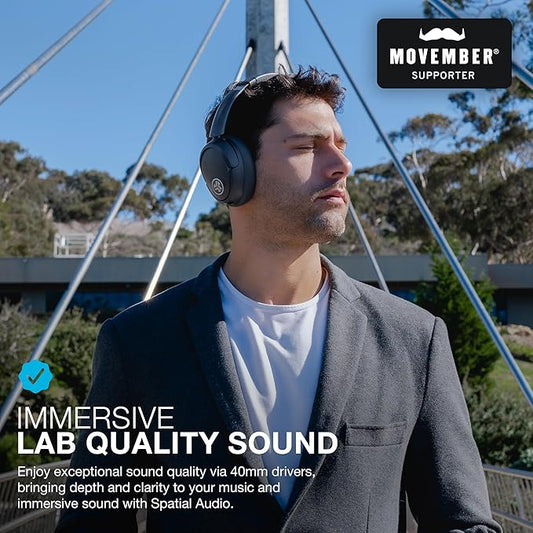 JLab JBuds Lux ANC Wireless Headphones, Graphite, Hybrid Active Noise Cancelling, Customizable Sound, Spatial Audio Compatible, Premium Over-Ear Bluetooth Headset