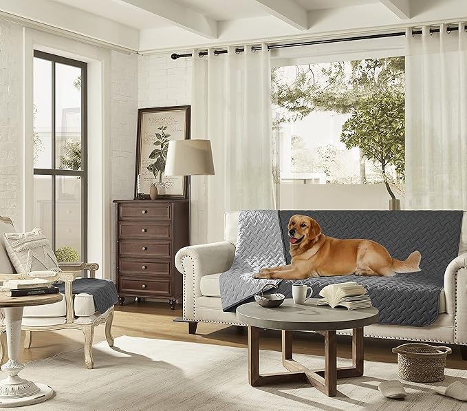 gogobunny 100% Double Sided Waterproof Dog Blanket Soft Pet Bed Cover Reversible Protect Furniture Couch Sofa Car for Puppy Cat Kids (Dark Grey/Light Grey, 40x50 Inch (Pack of 1))