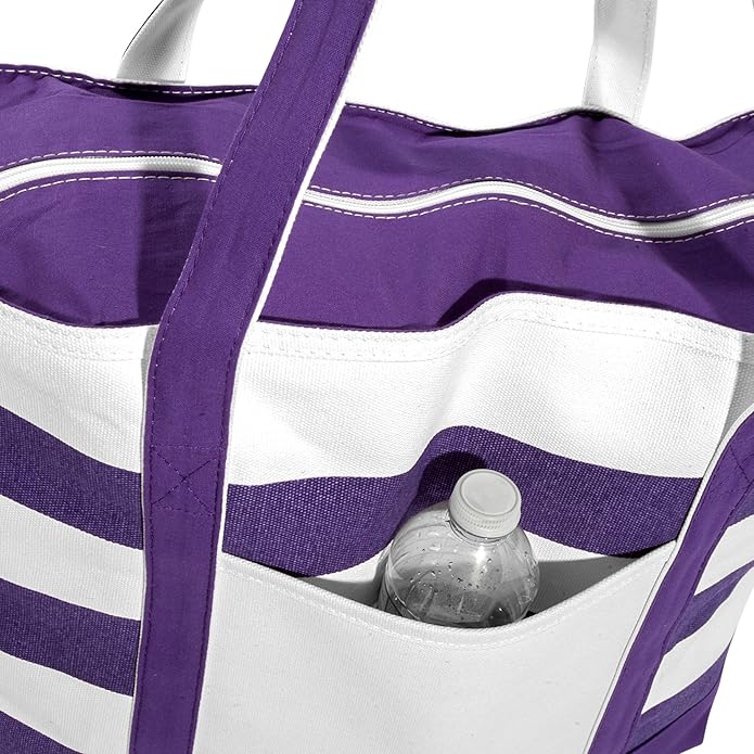DALIX Monogrammed Beach Bag and Totes for Women Personalized Gifts Purple A - Z