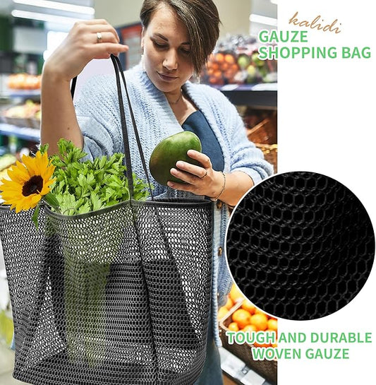 KALIDI BeachNylon Mesh Tote Bag, Casual Tote Bag Hobo Women Foldable MAX 23L Shoulder Bag For Beach Picnic Vacation