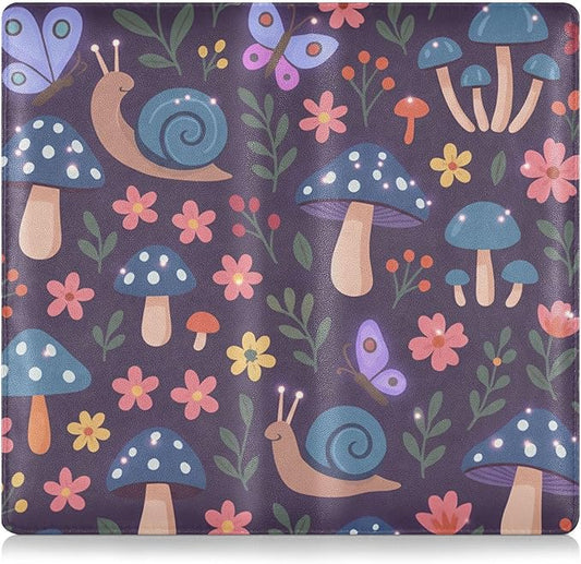 linqin Car Registration and Insurance Card Holder, Mushroom Snails Flowers Glove Box Organizer Card Document Wallet