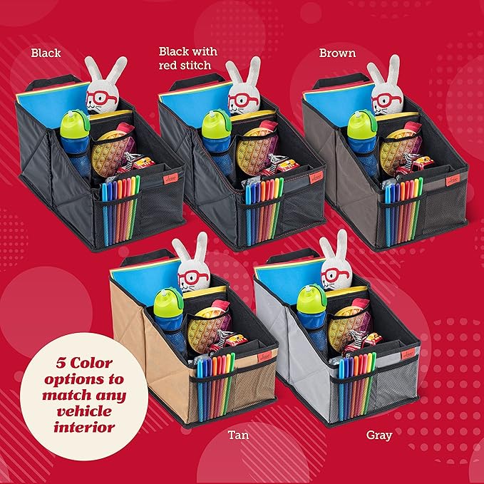 Lusso Gear Car Seat Organizer with Cup Holders for Front, Back, Passenger Seats, Truck and Van, 9 Auto Storage Compartments for Travel Organization of Trunk, Seats, Mobile Office (Gray)