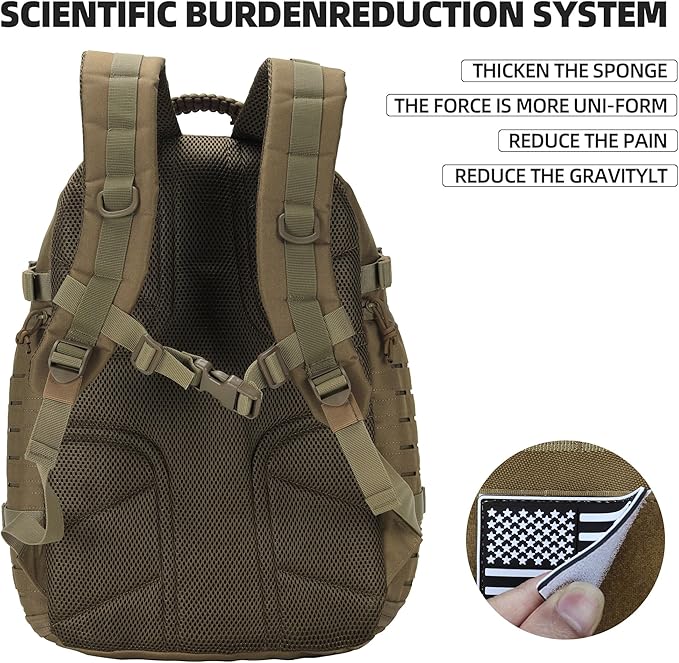 30L Hiking Backpack Lightweight Outdoor Daypack Camping Backpack Outdoor Travel Daypack Day Pack for Man Woman (Khaki)