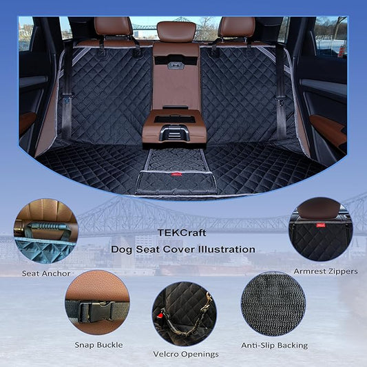 Dog Car Seat Cover Pet Back seat Cover for Dogs Rear Seat Cover Backseat Protector Auto Bench Covers Waterproof Protectors Universal Accessories fit for Cars SUVs Trucks