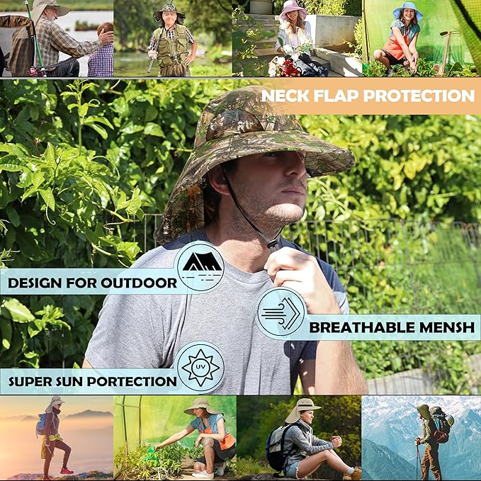Solaris Sun Hat with Neck Flap, UPF 50 Sun Protection Lightweight Sun Cap for Men Women, Wide Brim Hat for Fishing Hiking