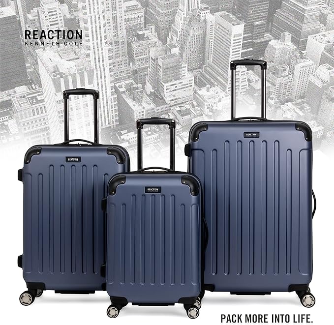 Kenneth Cole REACTION Renegade Luggage Expandable 8-Wheel Spinner Lightweight Hardside Suitcase, Smokey Purple, 3-Piece Set (20"/24"/28")