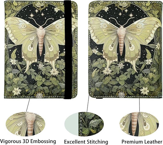 Luna Moth Passport Holder for Women and Men PU Leather Passport Cover for Travel