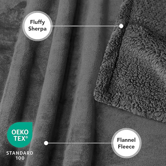 PetAmi Dog Blanket for Medium Large Dogs, Pet Bed Blanket Cat Puppy Kitten, Fleece Furniture Couch Cover Protector Sofa Car, Soft Sherpa Dog Throw Plush Reversible Washable, 40x60 Solid Dark Gray