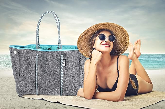 QOGiR Neoprene Multipurpose Beach Bag Tote with Inner Zipper Pocket … … … …