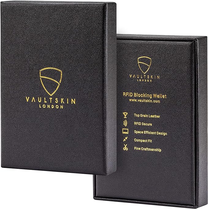Vaultskin MANHATTAN Slim RFID Blocking Bifold Leather Wallet for Men - Minimalist Front Pocket Card Holder, Holds 9 Cards & Cash, Premium Italian Leather