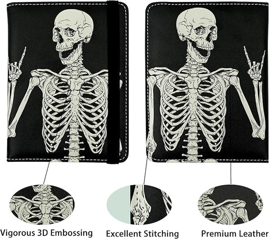 OK Skull Passport Holder for Women and Men PU Leather Passport Cover for Travel