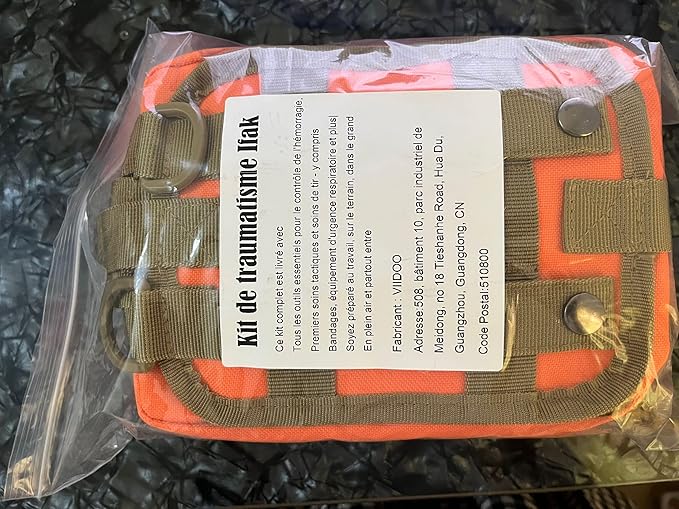 74 Piece Camping First Aid Kit Ifak Trauma Kit, Molle Tactical First Aid Kit Refill Supplies for Survival Camping Hiking Travel (Orange)