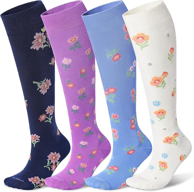 LEVSOX Viscose Made from Bamboo Compression Socks for Pregnant Women 20-30 mmHg Knee High Cute Mens Supports Socks for Travel