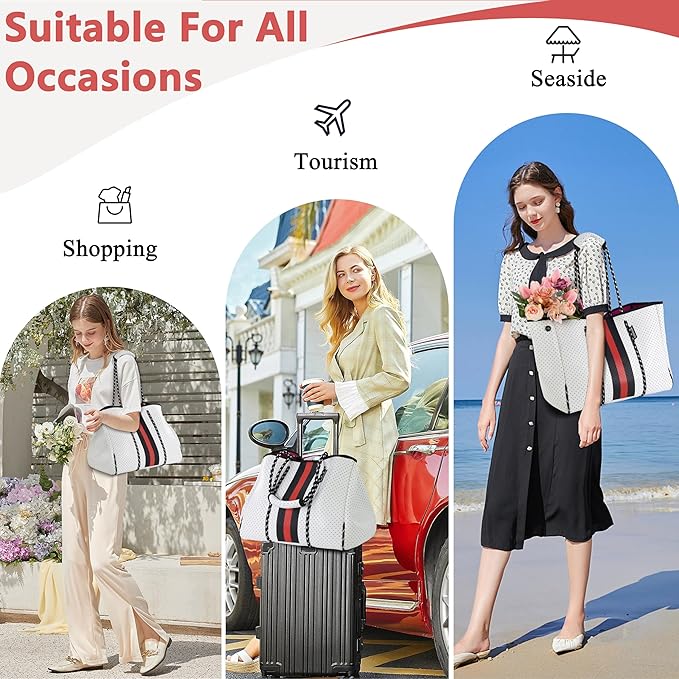 QOGiR Neoprene Multipurpose Beach Bag Tote with Inner Zipper Pocket … … … …