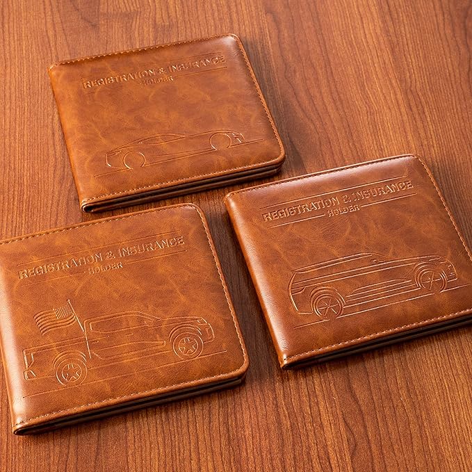 CANOPUS Car Registration and Insurance Holder, Magnetic Closure, Embossed Card Document Holder, Vehicle Glove Box Organizer, Wallet for Auto, SUV, Motorcycle, Truck, Waterproof, Car Model