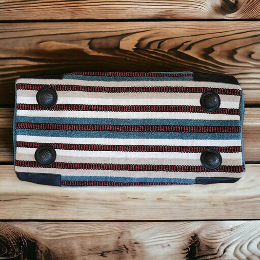 Aztec Large Weekender Southwestern Duffel Bag Saddle Blanket Bag 100% Leather Handles (Sahara)