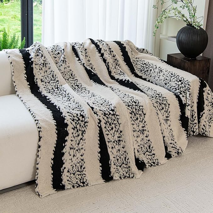 Sherpa Fleece Couch Cover for 3 Cushion Sofa, Black, 71" x 134" - Pet Proof Sofa Covers Heavy Duty Scratch Resistant Pet Friendly Furniture Cover - Easy Install, Machine Washable
