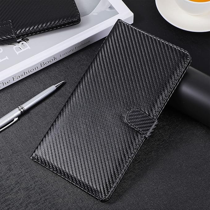 Hanaive 4 Pcs Car Registration and Insurance Card Holder with Magnetic Closure Glove Compartment Organizer Auto Registration and Insurance Wallet for Document Paperwork, Carbon Fiber Black