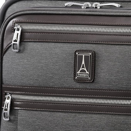 Travelpro Platinum Elite Softside Expandable Carry on Luggage, 8 Wheel Spinner Suitcase, USB Port, Men and Women, International, Vintage Grey, Carry On 19-Inch