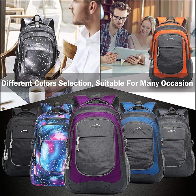 ProEtrade Backpack Bookbag for College Sturdy Travel Business Hiking Fit Laptop Up to 15.6 Inch Multi Compartment Gifts for Men Women Night Light Reflective (red)