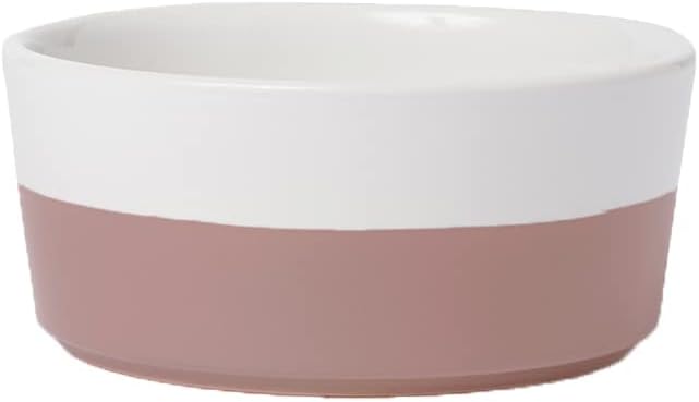 Waggo Dipper Ceramic Dog Bowl for Small and Large Breeds - Heavyweight and Durable Pet Food and Water Dish Crock, Dishwasher Safe, Modern (Mauve, Medium)