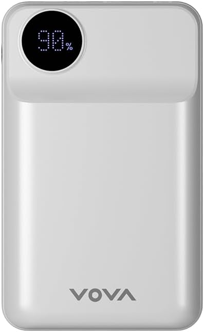 VOVA 20,000mAh Portable Power Bank Fast Charging 22.5W, LED Display Phone Battery Pack, PD3.0/QC3.0 with 3 Outputs Phone Charger for iPhone Samsung Galaxy iPad etc - White