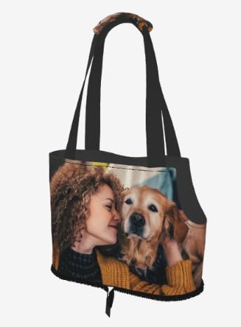 Custom Dog Carrier Personalized Photo Logo Text Name Pet Crossbody Puppy Carrying Bag Purses Cat Pouch for Outdoor Hiking Traveling Subway Shopping (Foldable)