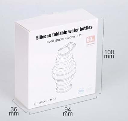 Collapsible Silicone Water Bottle - Foldable, Lightweight, and BPA-Free | 500ml (17oz) Reusable Leakproof Bottle for Camping, Travel, and Gym | Compact & Durable with Carabiner - Black