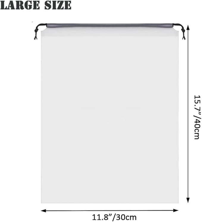 12pcs Transparent Shoe Bags for Travel 11.8in X 15.7in Protable Clear shoe bags for storage with rope,large drawstring bags for travel Men and Women