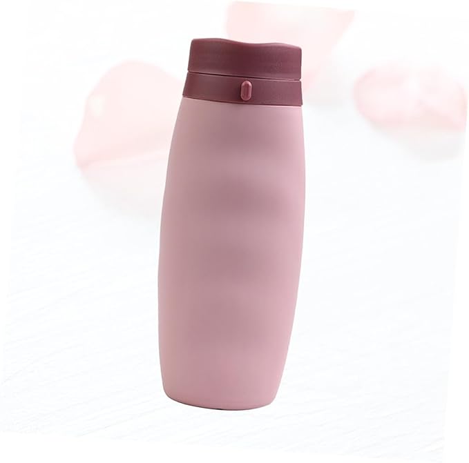 POPETPOP Portable Foldable Water Bottle Lightweight Silicone Sports Kettle for Outdoor Travel Hiking Camping Pink