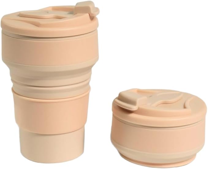 12oz Collapsible Water Bottles, Silicone Foldable Portable Travel Water Bottle, Folding Lightweight Reusable Leakproof for Traveling Camping Hiking Cycling Yoga Sports Pink