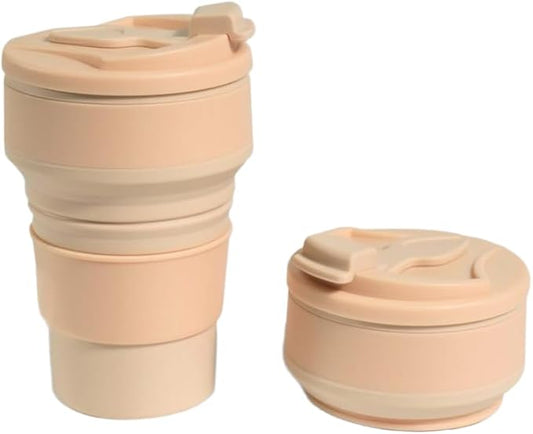 12oz Collapsible Water Bottles, Silicone Foldable Portable Travel Water Bottle, Folding Lightweight Reusable Leakproof for Traveling Camping Hiking Cycling Yoga Sports Pink