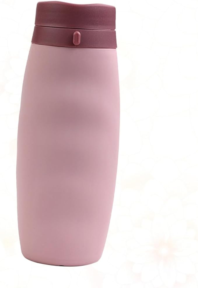 POPETPOP Foldable Portable Water Bottle Silicone Sports Cup Lightweight Travel Mug for Hiking Camping Cycling Pink