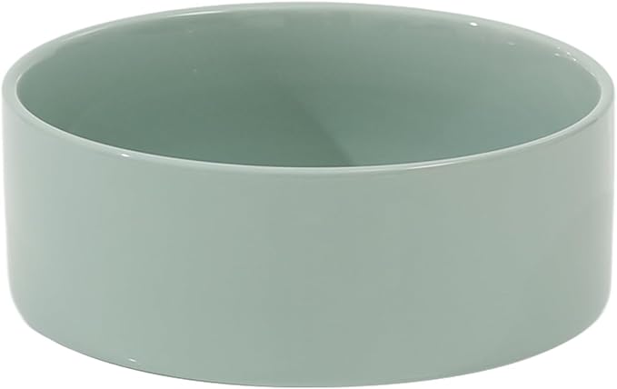 Ceramic 8.2inch Dog Bowl for Large-Breed Dogs, Anti-Slip and Weighted Pet Food and Water Bowl (Single Bowl - Light Green)