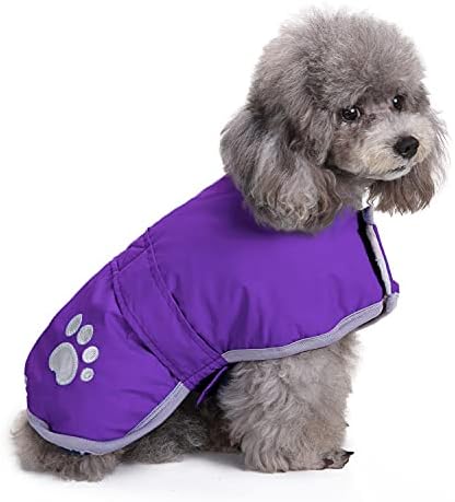 Queenmore Dog Winter Coat, Cold Weather Fleece Jacket for Dogs, Waterproof Reflective Reversible, for Small, Medium and Large Dogs (Purple, L)