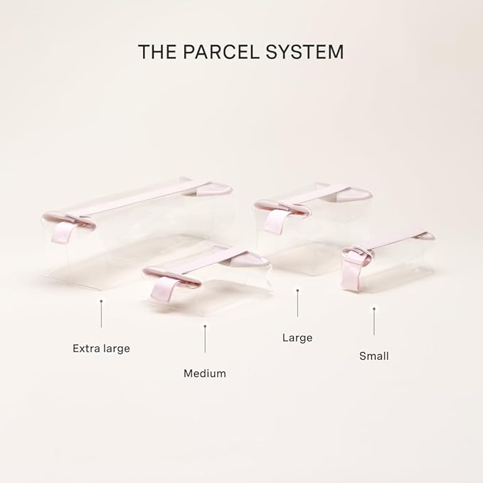 Cadence Parcel - Clear Kit with Magnetic Closure - Durable and Leak-Resistant Travel Toiletry Kit - Modular Design - Hygiene Bag for Travel Essentials - 2 Qt - Rose