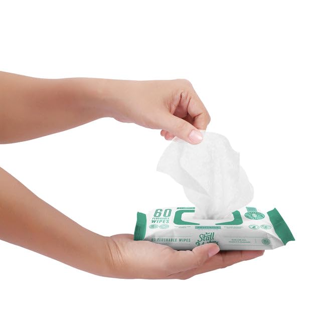 Stall Mates 60-Wipe Home Pack: Flushable | Hypoallergenic Moist Wipes | Made in the USA | Unscented with Vitamin-E & Aloe