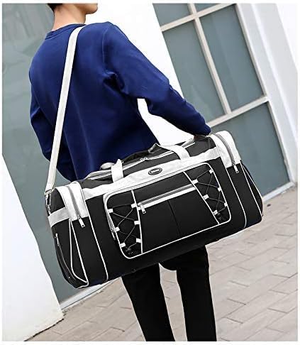 Travel Duffle Bags for Men Weekender Over Night Carry On Bag Lightweight Extra Large Oxford Duffel Gym Sturdy Luggage Water-Proof for Men & Women 26" (Blue Gold)