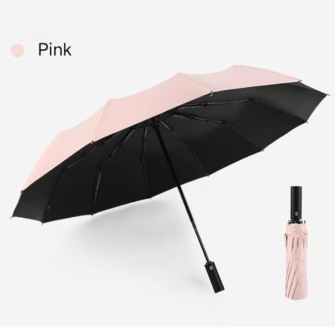 12 Ribs Travel Essentials Umbrella Automatic Folding Rain Umbrella Windproof Compact collapsible,Fits Cars&Backpack Travel size