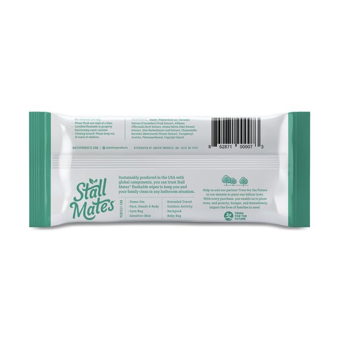 Stall Mates 60-Wipe Home Pack: Flushable | Hypoallergenic Moist Wipes | Made in the USA | Unscented with Vitamin-E & Aloe