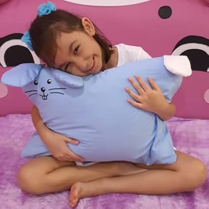 kinder Fluff Kids Pillow & Pillowcase Set 13x18in- 233T Cotton Pillow Covers & Down Alternative Pillow Fill - Hypoallergenic Kids Pillows for Small Children - Children & Travel Pillows Kid - Blue
